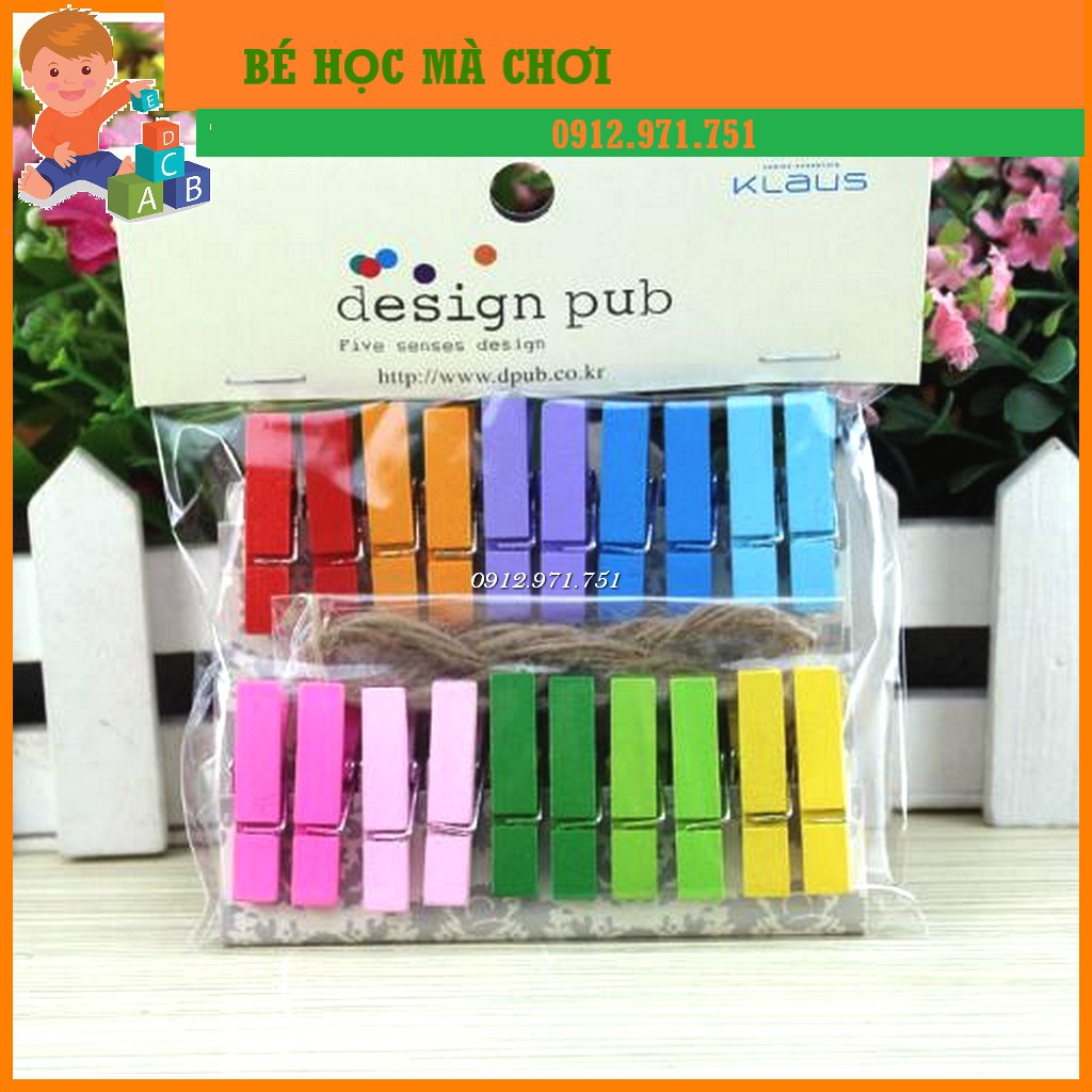 10 Kẹp gỗ màu - thực hành cuộc sống