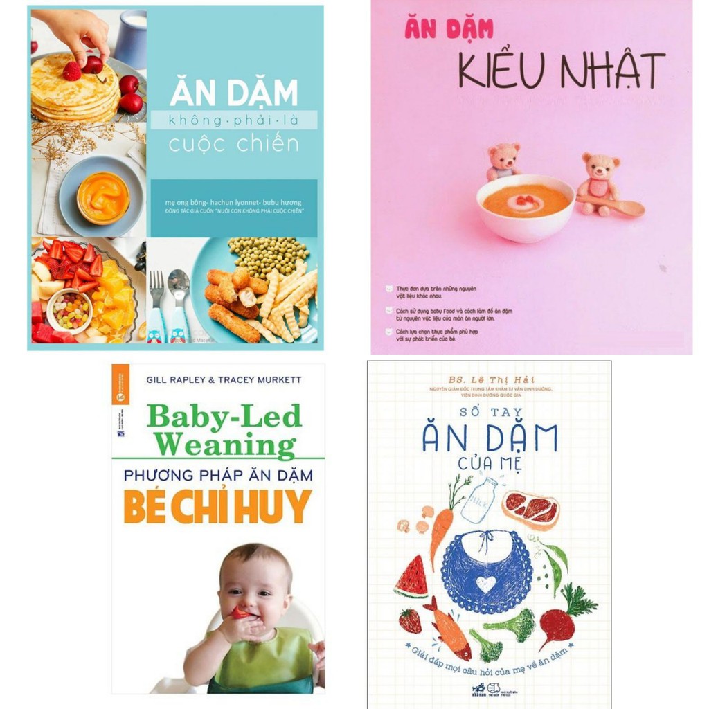 Sách Combo 4 cuốn : Ăn Dặm Kiểu Nhật + Ăn Dặm Bé Chỉ Huy +Sổ Tay Ăn Dặm Của Mẹ + Ăn Dặm Không Phải Cuộc Chiến th
