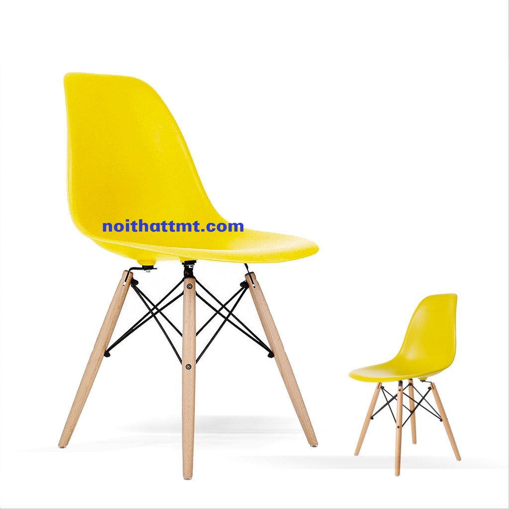 Ghế cafe, ghế nhựa Eames  chân gỗ tự nhiên | BigBuy360 - bigbuy360.vn