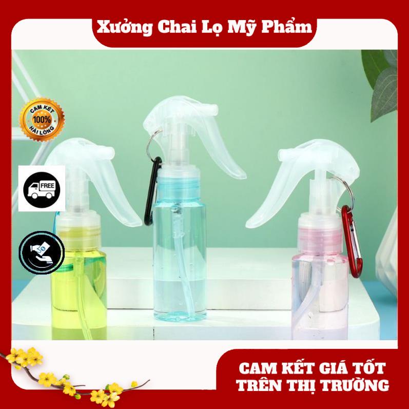 Chai nhựa pet vòi xịt Súng 60ml có Móc khóa chiết dung dịch du lịch tiện lợi , phụ kiện du lịch