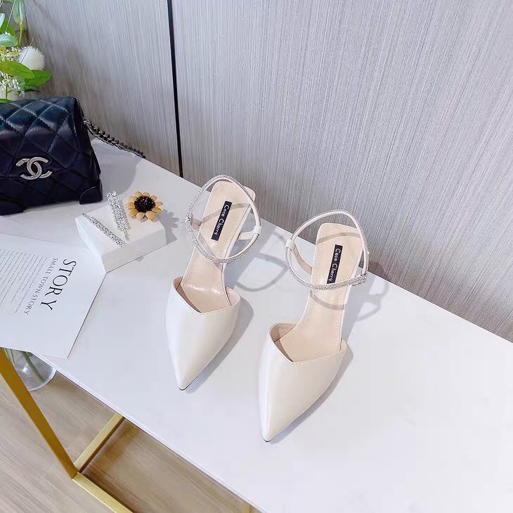 Giày Cao Gót Sục Nữ Quai Đá 5P Gót Nhọn Mã E32