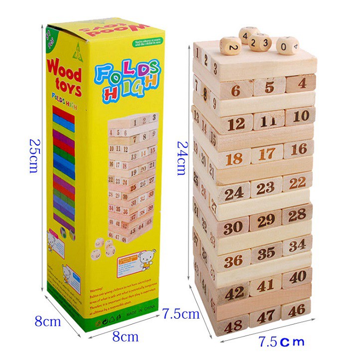 Bộ Trò Chơi Rút Gỗ 48 Thanh Wood Toy Loại Lớn