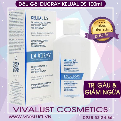 Dầu Gội DUCRAY Kelual DS Shampoo 100ml - Trị Gàu Nặng & Giảm Ngứa