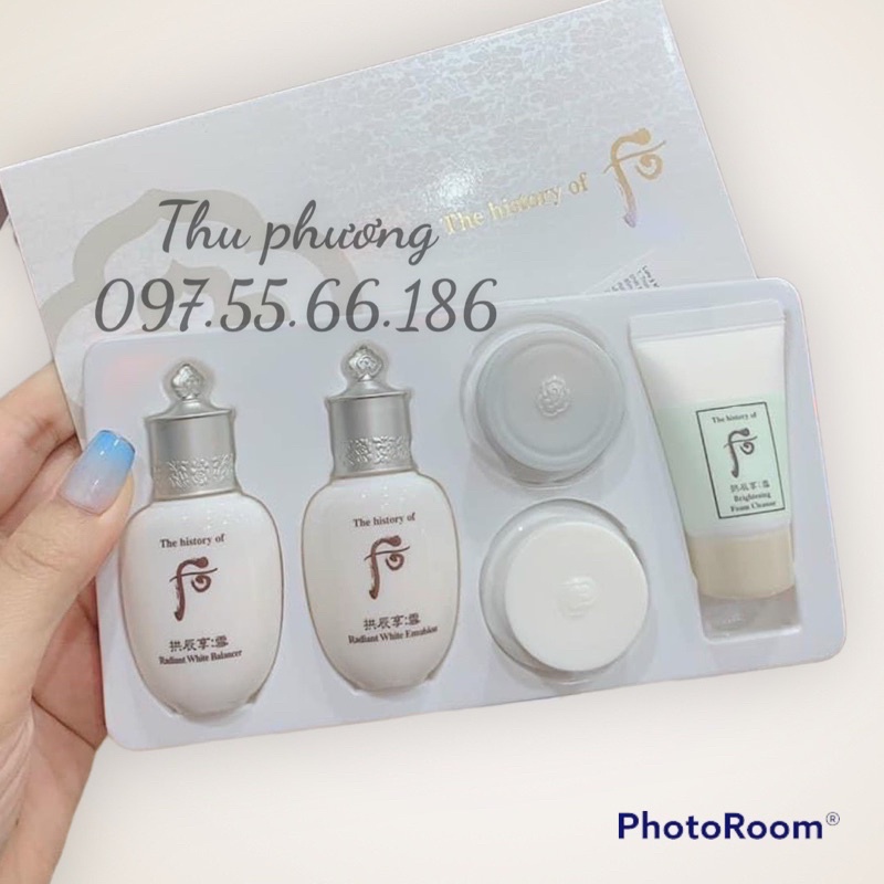 Set kem dưỡng trắng da mini whoo radiant white moisture cream 5sp