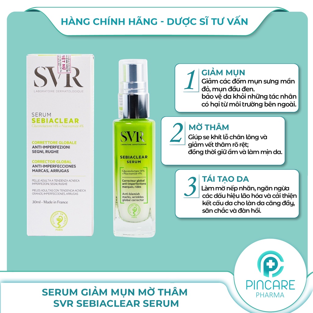 Serum giảm mụn mờ thâm SVR Sebiaclear Serum 30ml - Hàng chính hãng - Nhà thuốc PinCare
