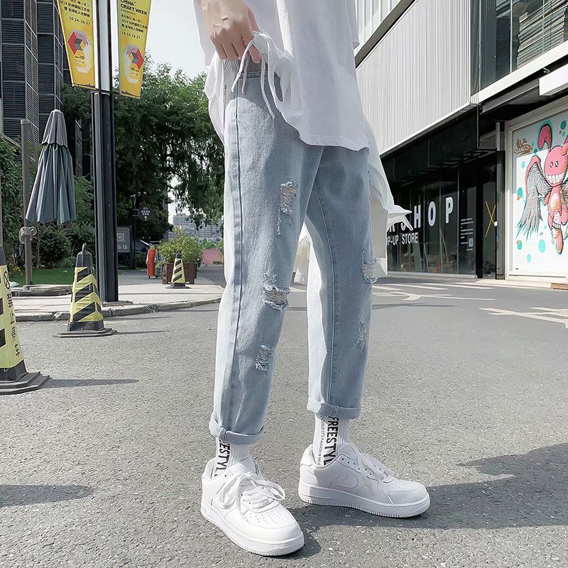 Men's Fashionable Men's Loose Design Torn Jeans