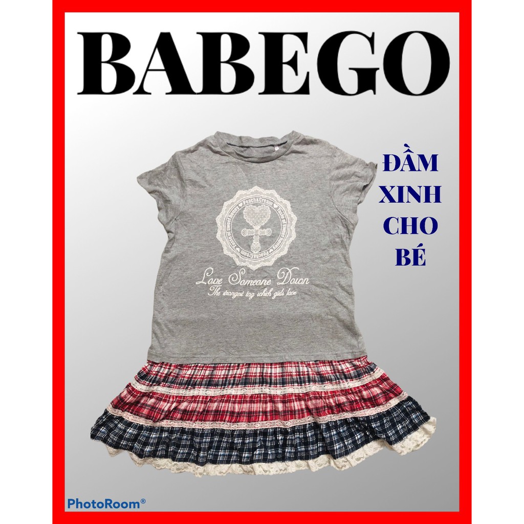 Đầm xinh cho bé gái 24-27kg xám - caro