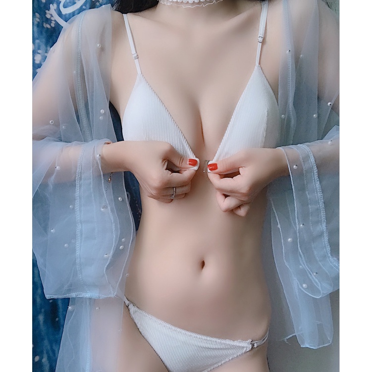 Sexy thin bra set with front buckle and no steel ring underwear | BigBuy360 - bigbuy360.vn