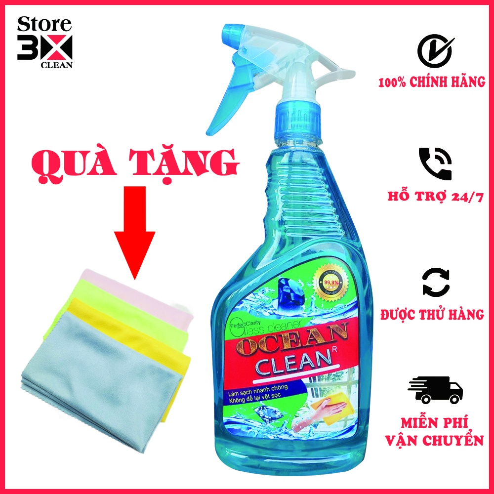 NƯỚC LAU KÍNH OCEAN GLASS 850ML LÀM SẠCH NHANH CHÓNG KHÔNG ĐỂ LẠI VỆT SỌC