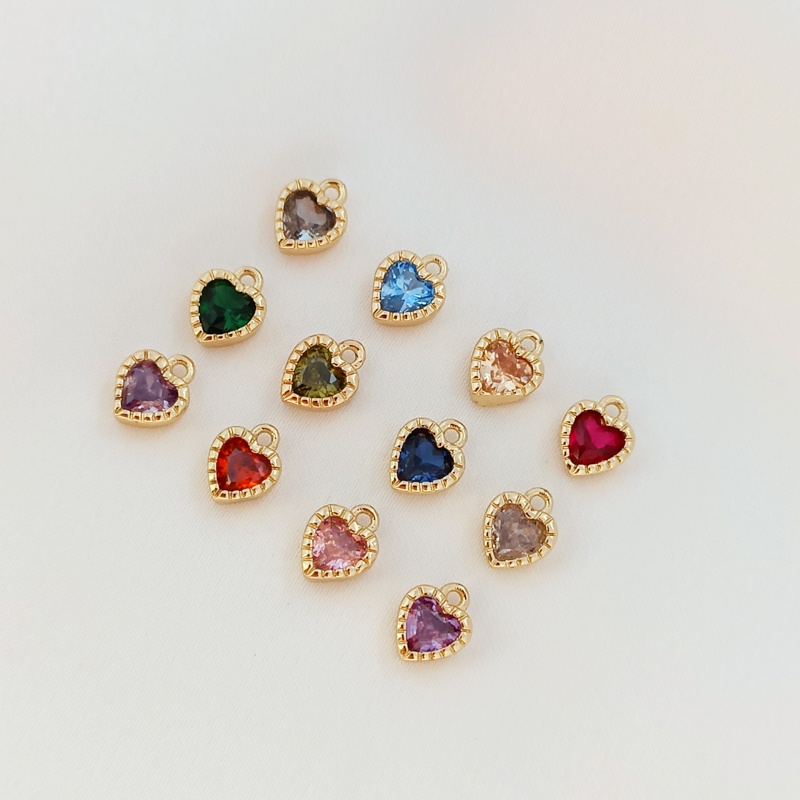 hạt charm Mặt Trang Sức Hình Trái Tim Bằng Đồng 14K Màu Sắc Vàng Đồng DIY