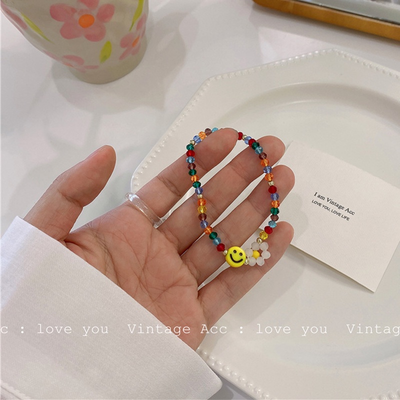 vòng cổ / Vòng Tay / vòng cổ Hình Hoa Cúc Mặt Cười Đính Pha Lê Nhiều Màu Sắc Phong Cách Hàn Quốc