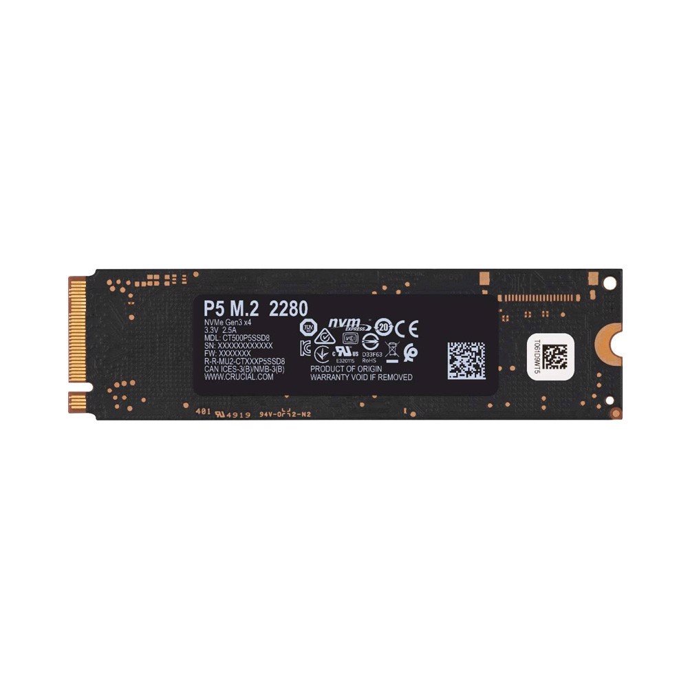 SSD Crucial P5 500GB NVMe PCIe Gen 3x4 M.2 2280 - CT500P5SSD8