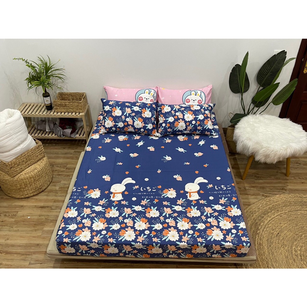 Bộ ga gối lụa thái nhập khẩu cao cấp họa tiết sang trọng, chất lụa thái thoáng mát mềm mịn miễn phí bo chun - Ami.Decor