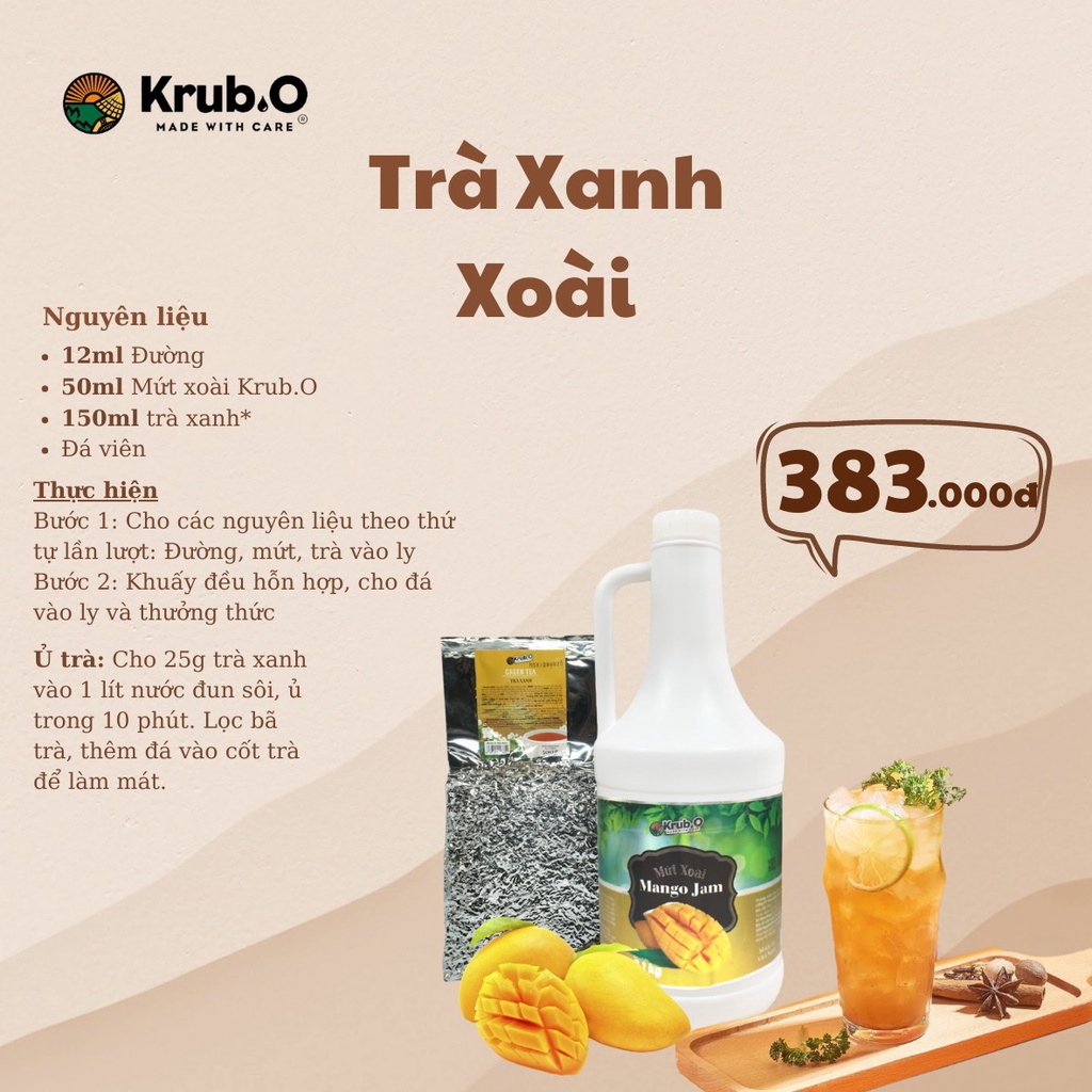 Trà Xanh Lài  Gói 500g - Thương hiệu Krub.O - Nguồn nông sản thuần Việt