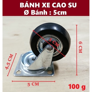 Bánh xe cao su quay - khóa an toàn