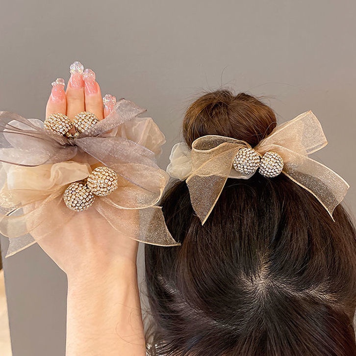 Dây Cột Tóc Cao Su Bản Lớn Đính Đá Cao Cấp 2022 Sang Trọng Thanh Lịch Cho Nữ