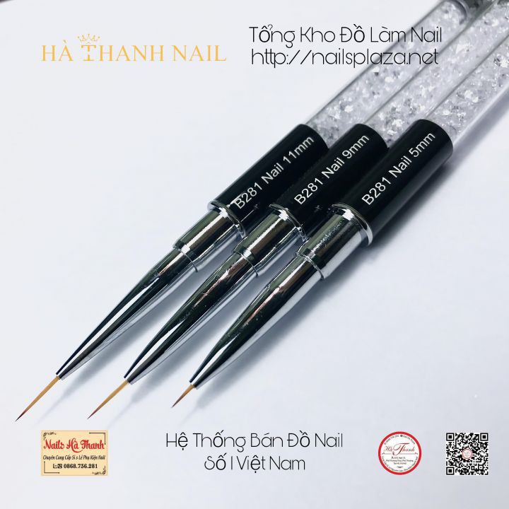 Cọ Vẽ Nét Cán Đá 3 Cỡ 5mm 9mm 11mm [ Nail Brush ]