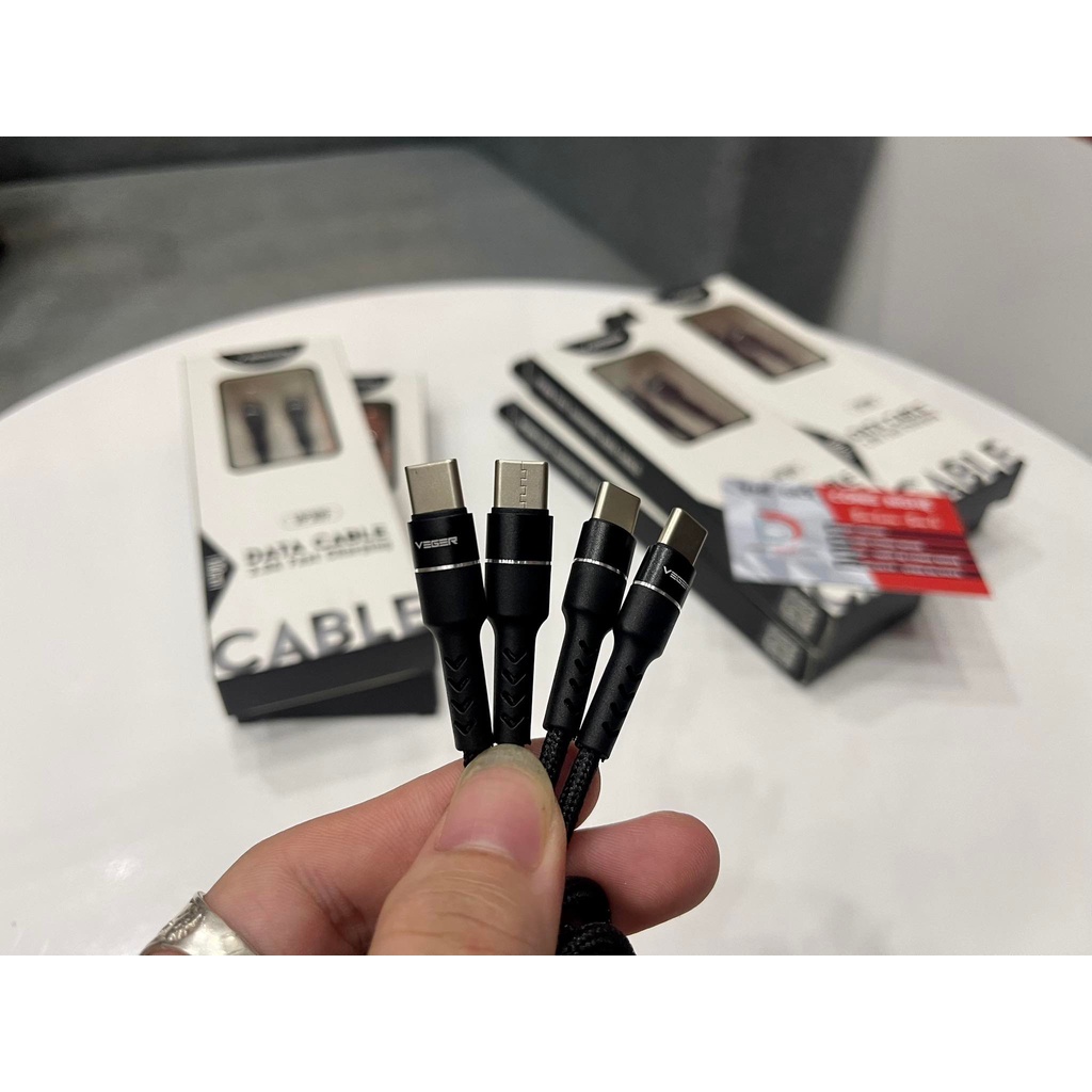 CÁP SẠC NHANH VEGER TYPE-C 2 ĐẦU - CÁP DÙ SIÊU BỀN CHỐNG GÃY - VP390
