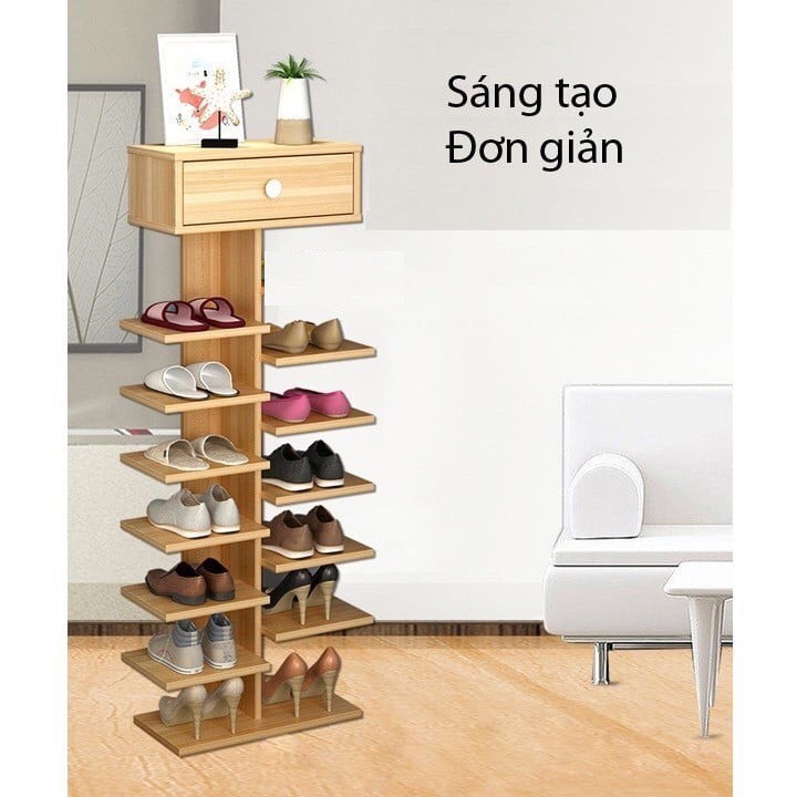 Kệ Giày Gỗ 7 Tầng, 14 Ngăn Loại Lớn, Kệ Để Giày Dép Nhiều Tầng