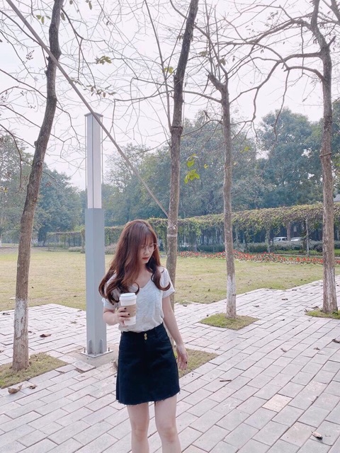 [Mã FAXANH55 giảm 10K đơn 50K] Quần váy jean 2 khuy - 2 mau basic đen, trắng | BigBuy360 - bigbuy360.vn