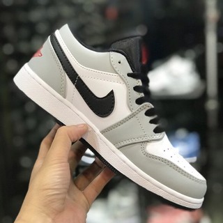 [Full Box Bill] Giầy jordan xám vạch đen thấp, JD1 xám chỉ đỏ đủ size nam nữ