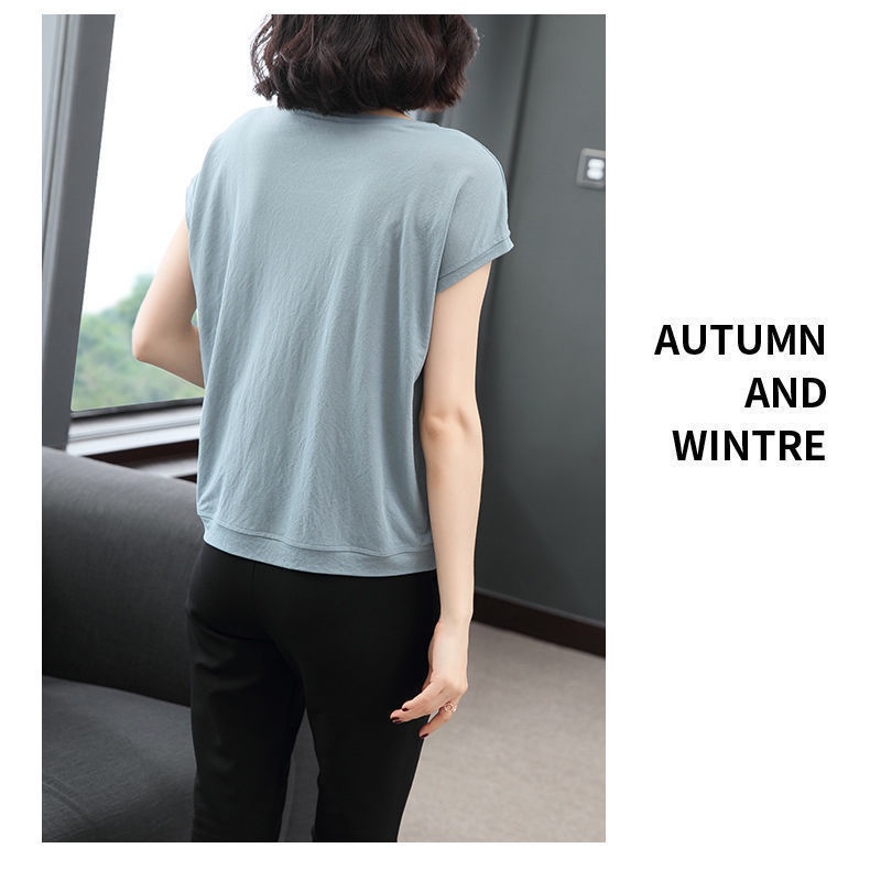 Áo thun tay ngắn dáng rộng in họa tiết thời trang mùa hè cho phụ nữ trung niên