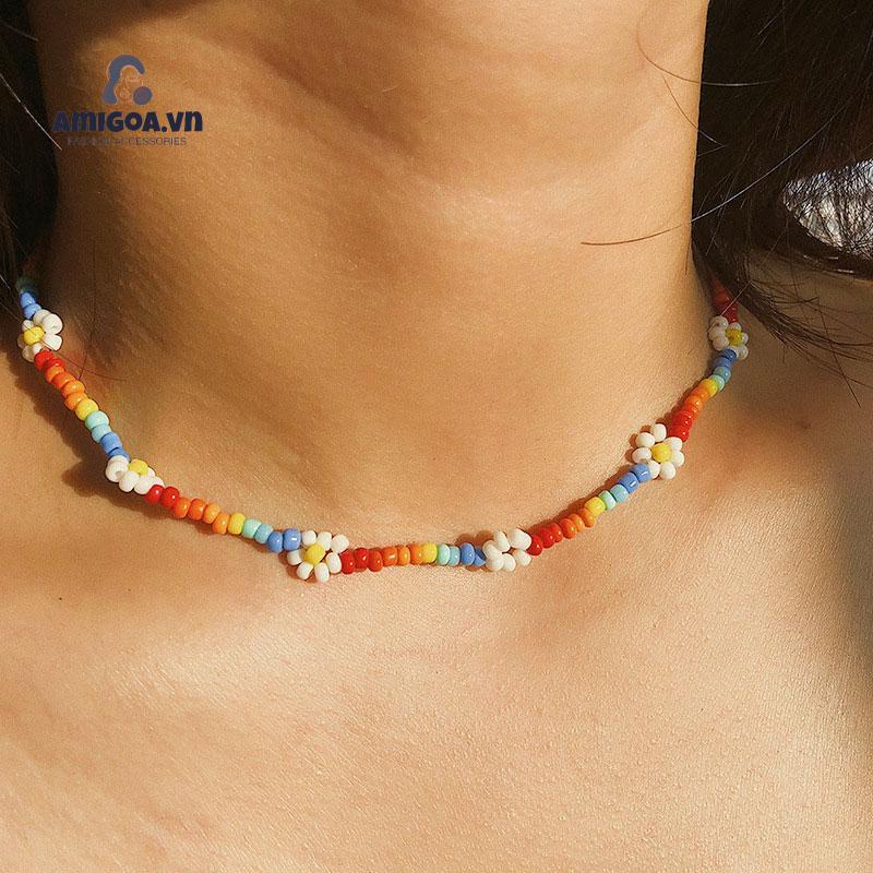✨✨Vòng cổ Hạt Hình Học Họa Tiết Hoa Nhiều Màu Sắc Sáng Tạo Cho Gia Đình