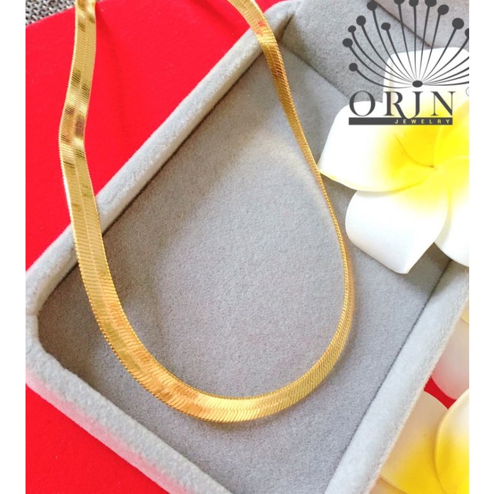 Dây Chuyền mạ vàng bản lớn mặt dây chuyền hoa mai V595 cùng dây dẹt V007 vàng Namoo Jewelry