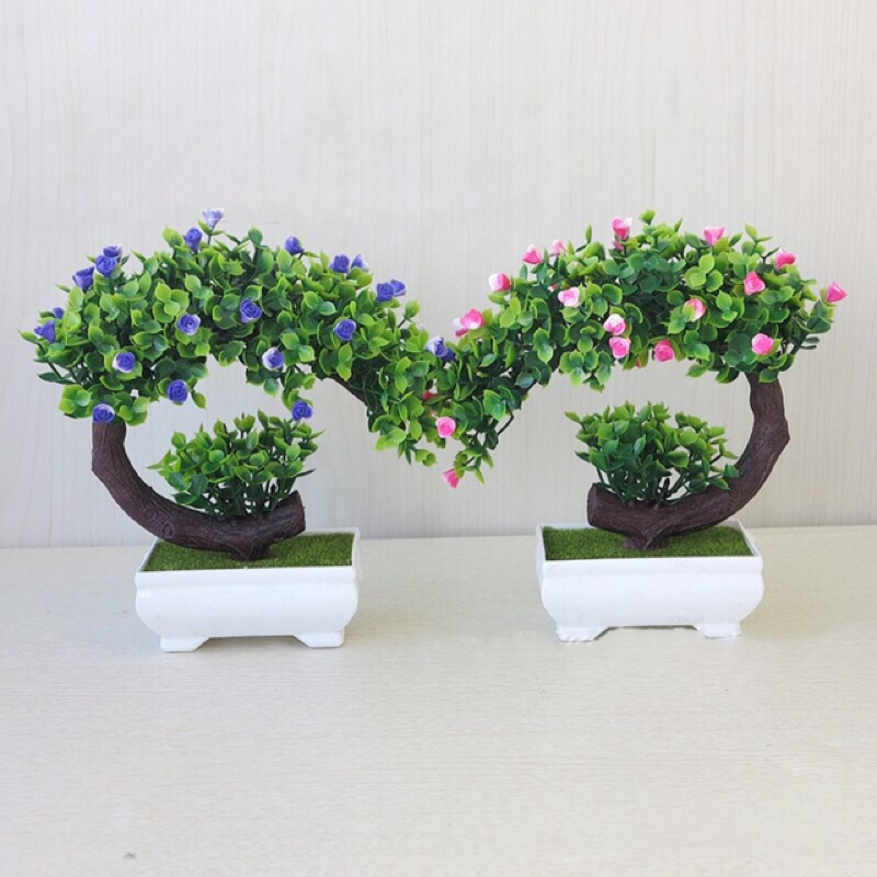 Cây bonsai giả có hoa, phú quý cát tường may mắn