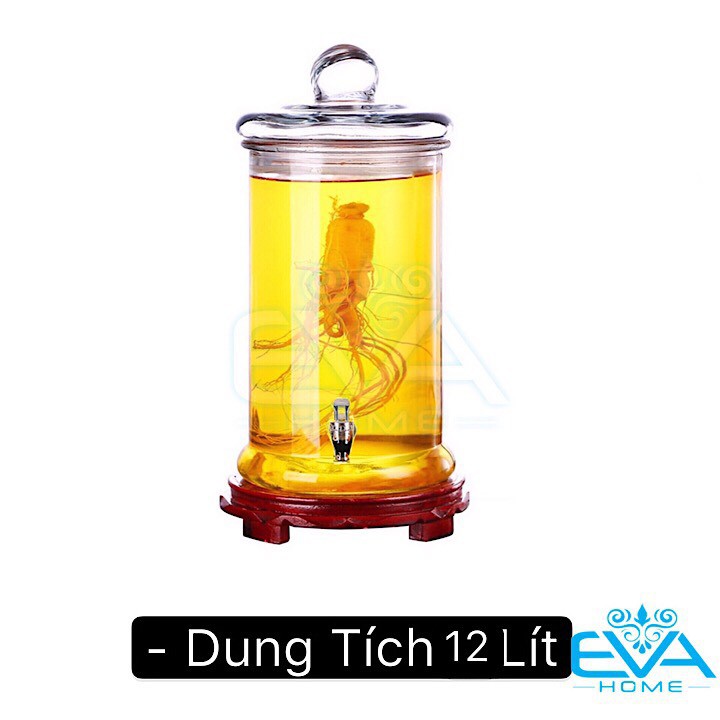 Bình Ngâm Thủy Tinh 12 Lít Có Van Dáng Trụ Thân Trơn – TT12LV