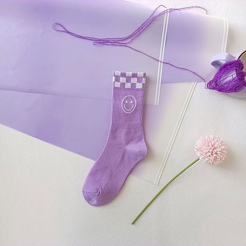 Vớ Thể Thao Ống Màu Tím Dễ Thương Ngọt Ngào Cho Nữ