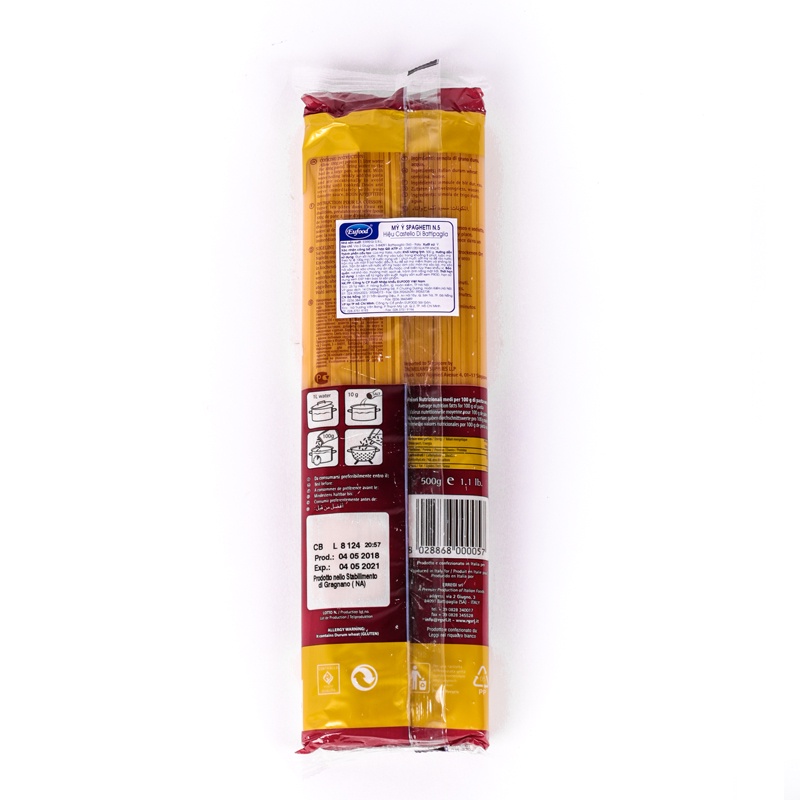 Mỳ sợi Ý - SPAGHETTI N. 5 Castello 500g - EUFOOD Việt Nam Nhập Khẩu Chính Hãng