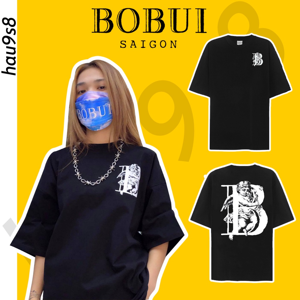 Áo thun BOBUI ANGEL B bigsize nam nữ unisex form rộng cổ tròn tay lỡ ( FULL BỌC + TAG ) | BigBuy360 - bigbuy360.vn