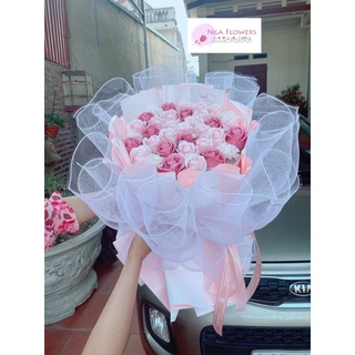 Bó hoa sáp 40 bông mix lưới