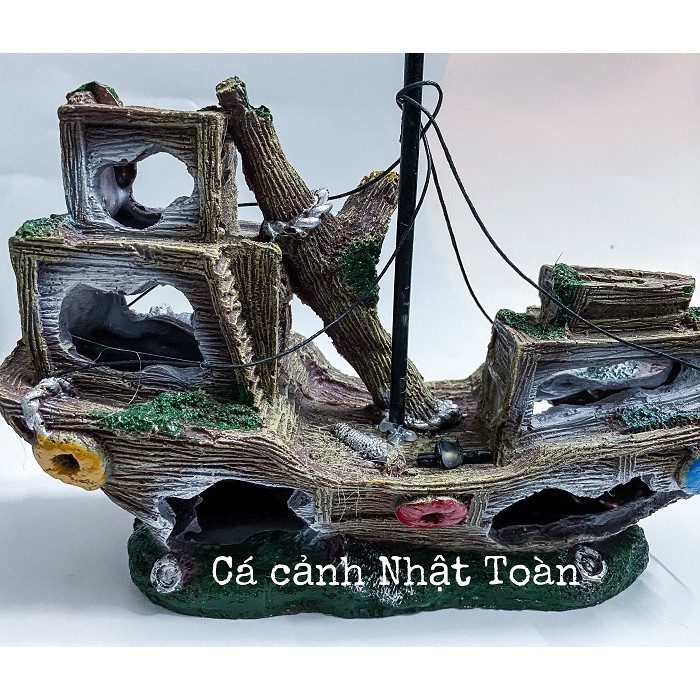 TÀU THUYỀN TRANG TRÍ HỒ CÁ NON BỘ 30X6X27CM