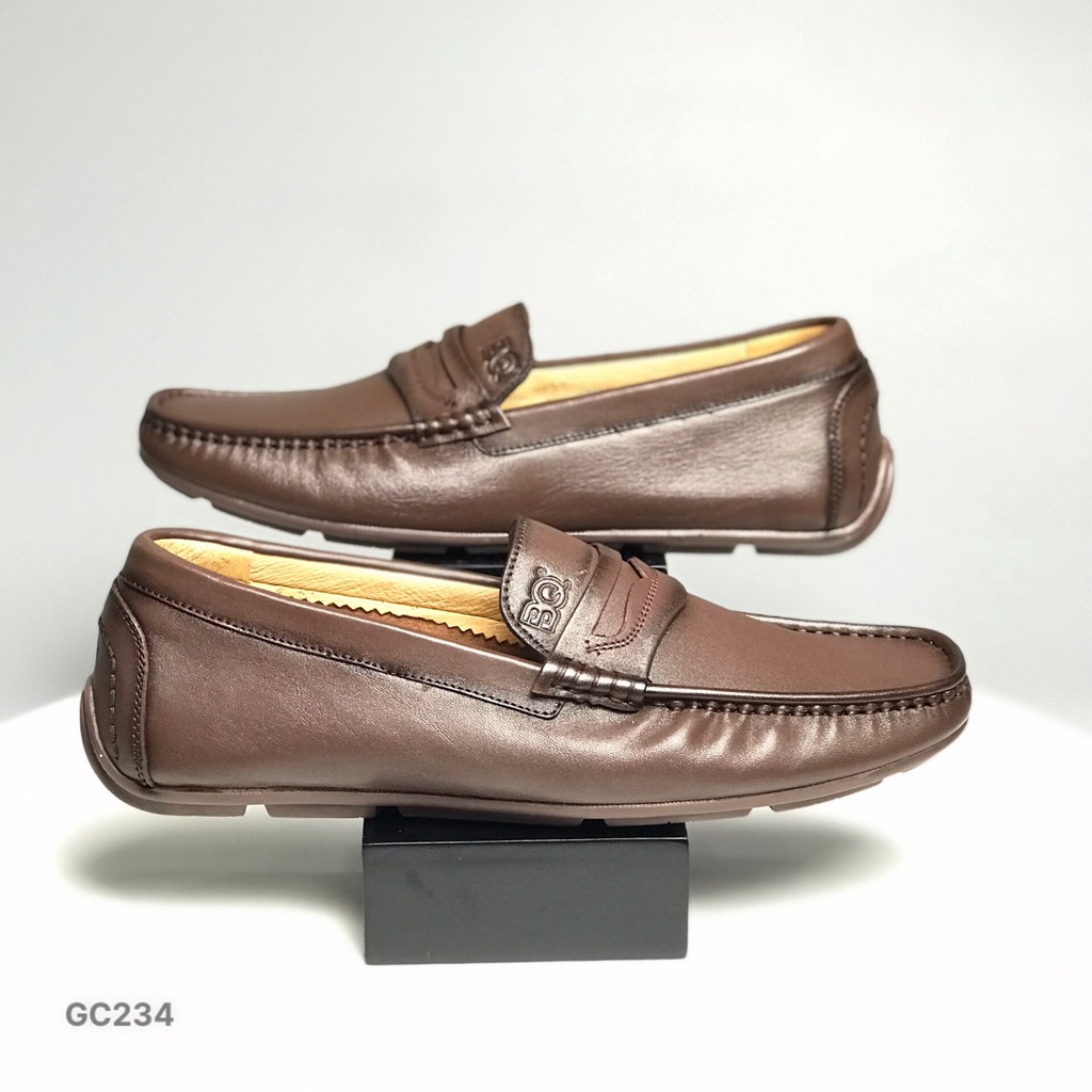 Giày mọi nam BQ ❤️FREESHIP❤️ Giày cỏ trơn đơn giản da bò thật 100% đế bằng GC234