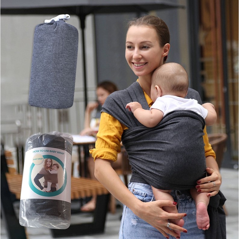 Địu Vải Sling Wrap Cho Em Bé Sơ Sinh Chất Liệu Cotton Mềm Co Giãn 4 Chiều