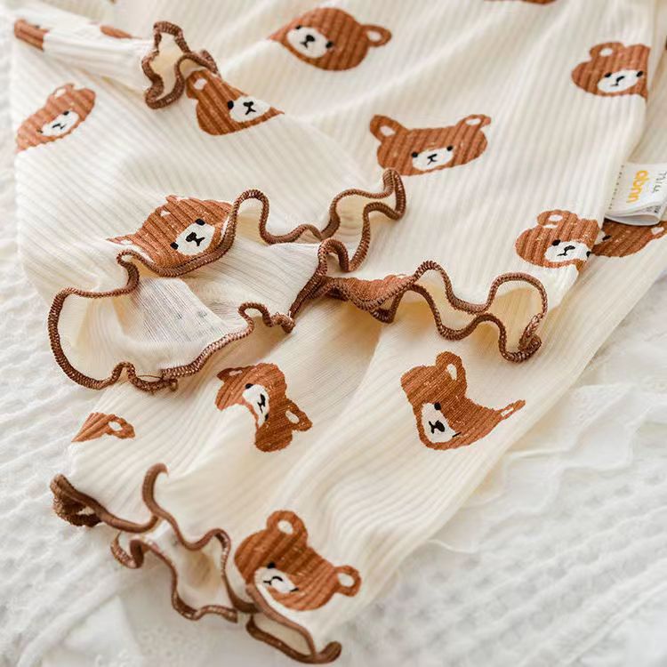 Bộ Đồ Ngủ Ngắn In Họa Tiết Dâu Tây / Gấu Dễ Thương Phong Cách Hàn Quốc Thời Trang Mùa Hè Cho Bé
