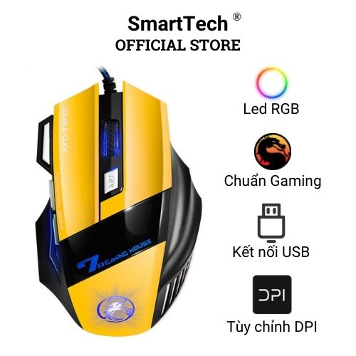 Chuột Gaming IMICE X7 LED 7 Màu RGB, Chuột máy tính có dây 5 phím hỗ trợ Gaming cao cấp.