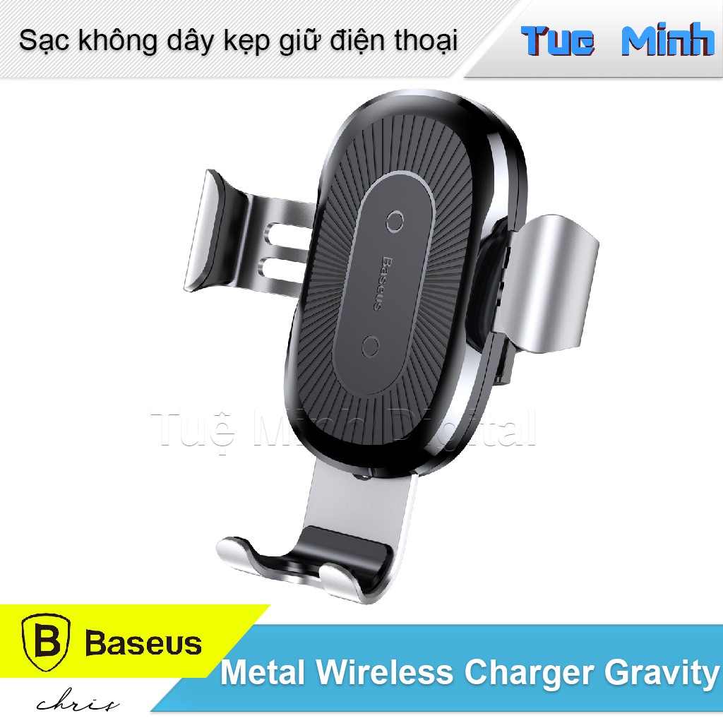 Sạc không dây kiêm giá kê kẹp giữ điện thoại trên cửa gió - Baseus Metal Wireless Charger Gravity Car Mount