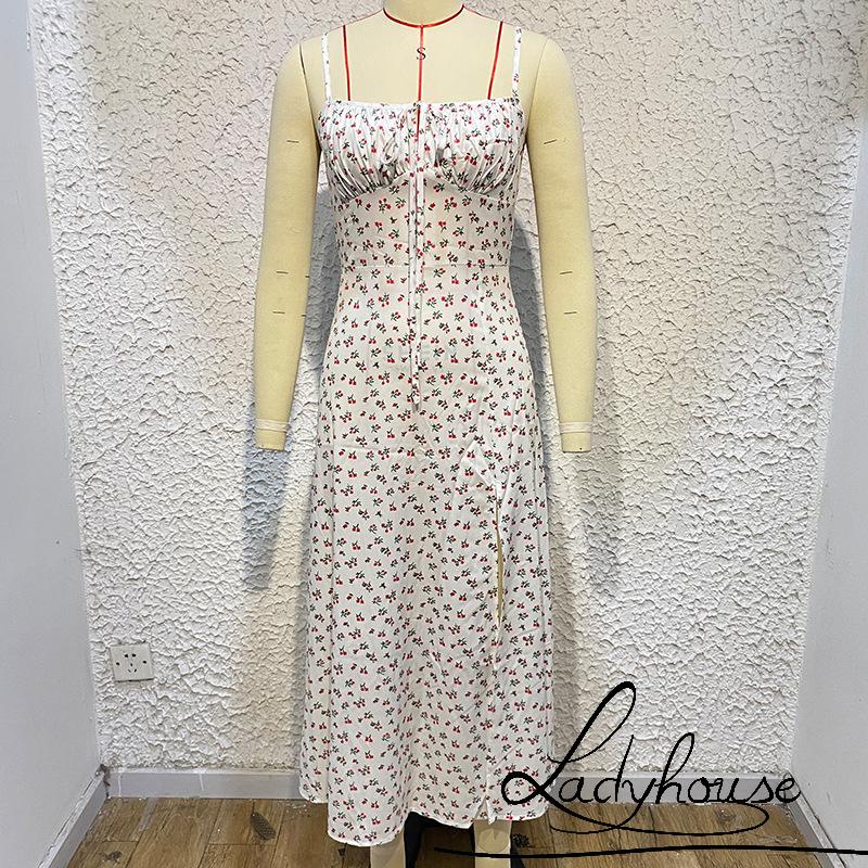 Đầm Dài Hai Dây Không Tay Xẻ Tà In Họa Tiết Hoa Thời Trang Mùa Hè Cho Nữ