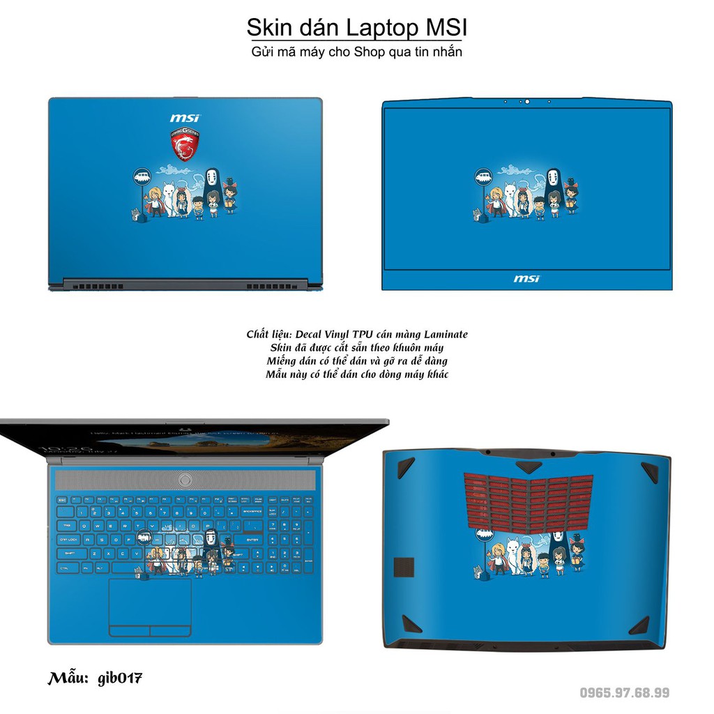 Skin dán Laptop MSI in hình Ghibli image (inbox mã máy cho Shop)