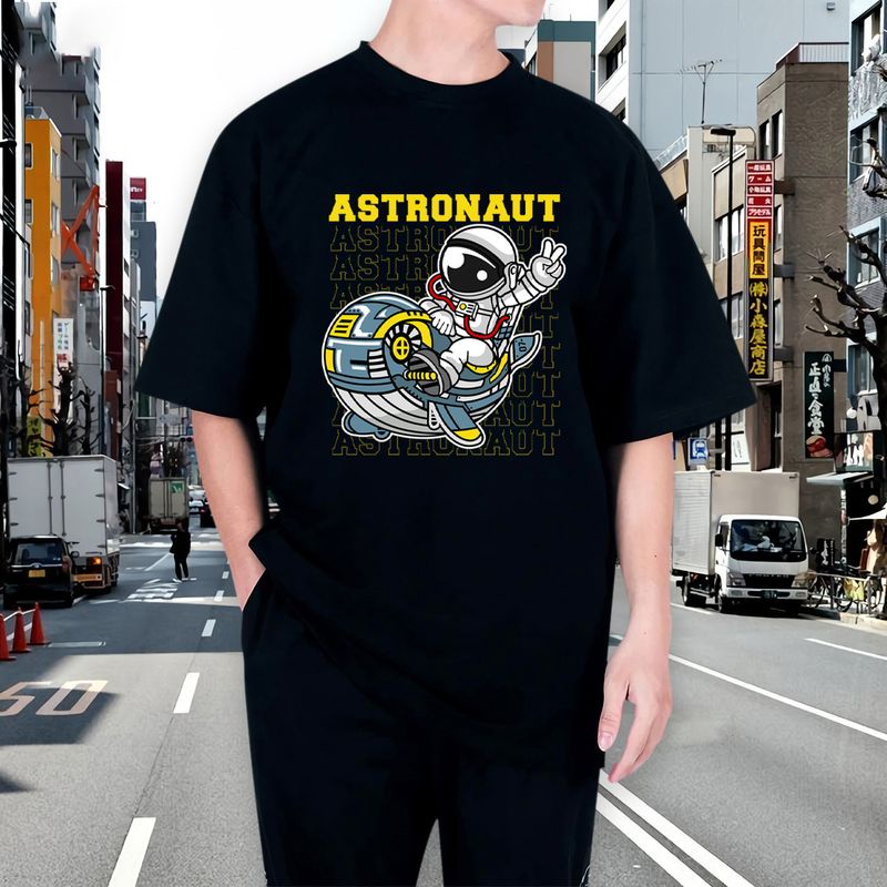 Áo thun cotton unisex phi hành gia tổ lái size XS-3XL 100% cotton