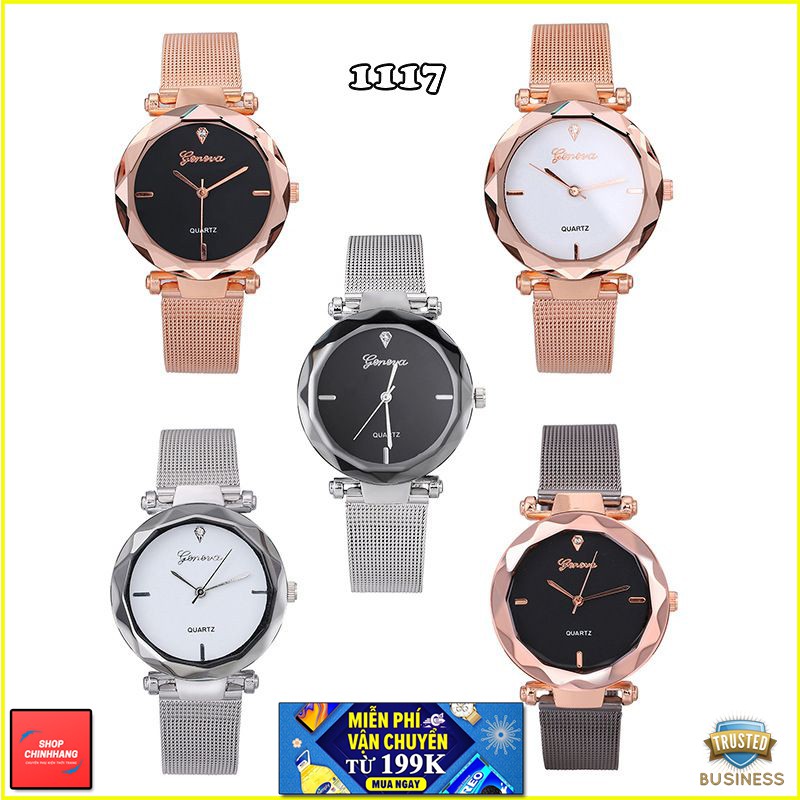 ĐỒNG HỒ NỮ GENEVA THỜI TRANG DÂY KIM LOẠI SÀNH ĐIỆU SH1117