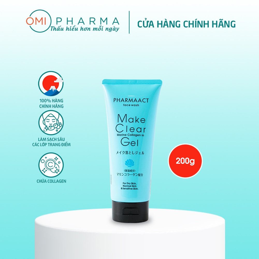 Gel Tẩy Trang Rửa Mặt Pharmaact Make Clear Gel Collagen