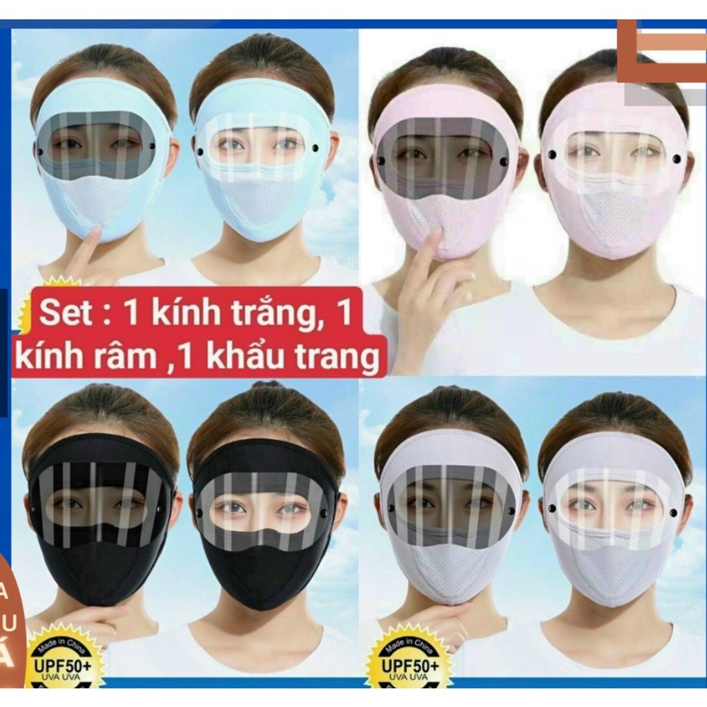 Khẩu trang mặt nạ có 2 kính 2 màu chống giọt bắn nước bọt Chống Dịch, Chống Tia UV, Chống Bụi, Cực Thoáng Mát
