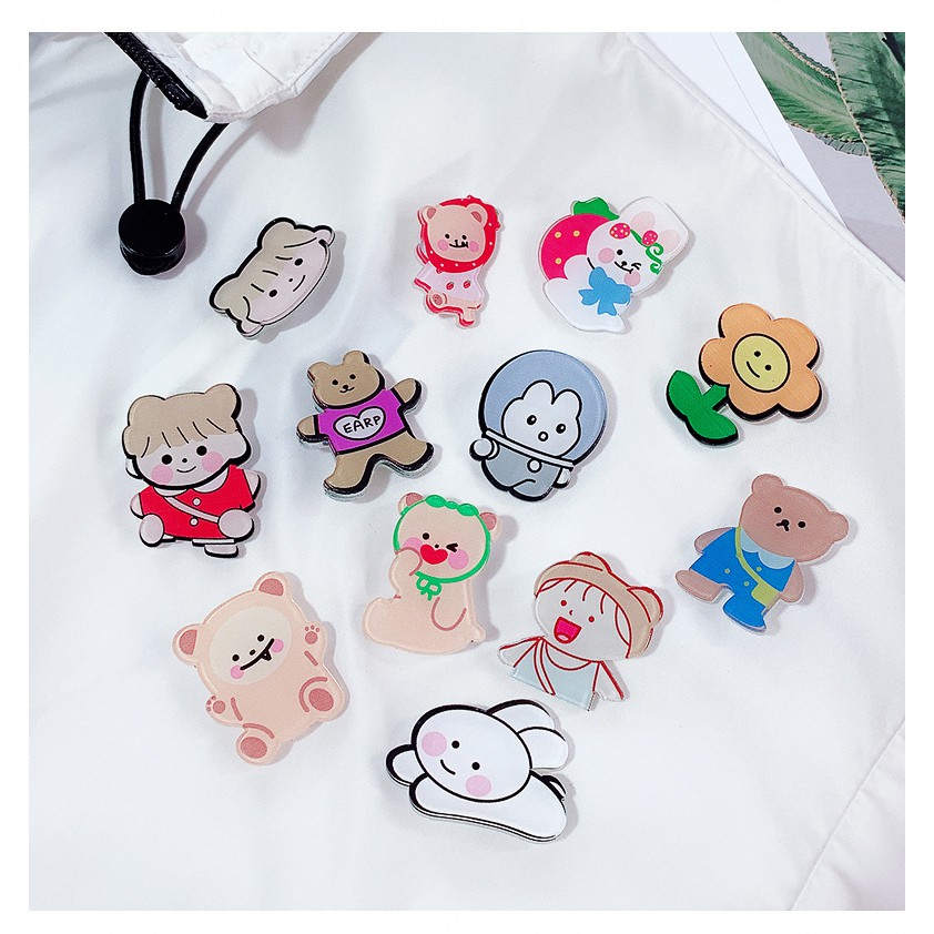 Ghim huy hiệu cài áo quần, balo, cặp, túi xách tote phong cách ulzzang Hàn quốc vintage, trâm pin cài áo acrylic cute