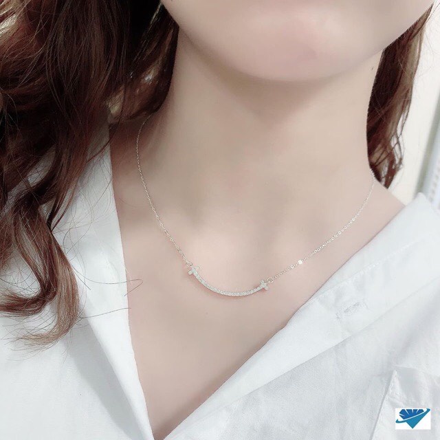 Dây chuyền nữ nụ cười đính đá rất hót - Kho sỉ bạc Nhất Linh