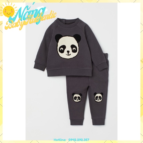 Bộ quần áo nỉ họa tiết chú gấu panda xinh xắn đáng yêu cho các bé có size từ 9 tháng đến 3 tuổi 100% cotton chính hàng