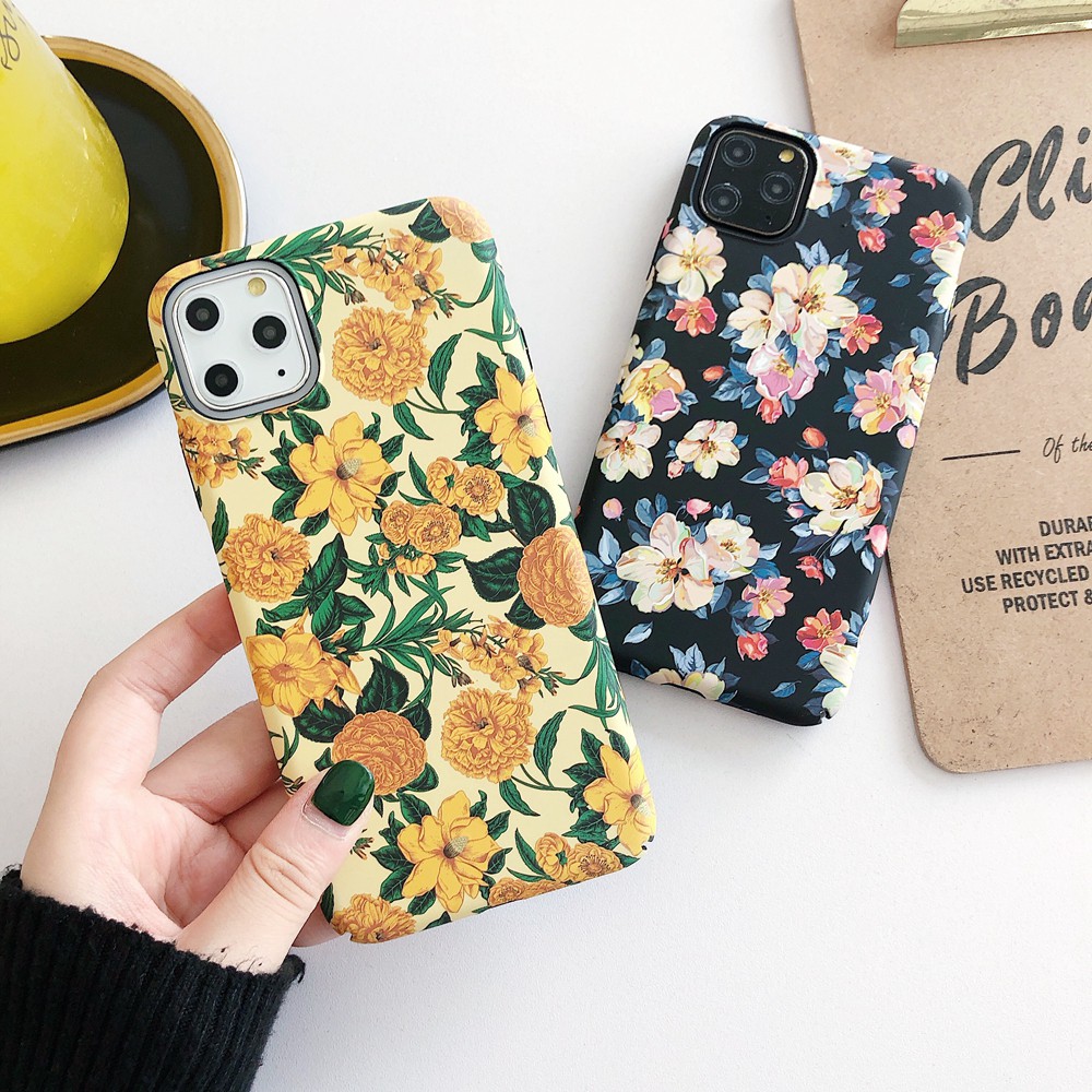 Hard flowers Case iphone 12 11 pro Max 12 mini Ốp điện thoại viền silicone mặt vải có ngăn đựng thẻ bằng da giả cho iPhone X XS Max XR 6 7 8 6Plus 8Plus 7Plus